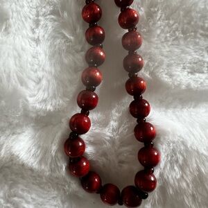 Vintage Retro 1970’s round rust brown Beaded Necklace costume jewelry